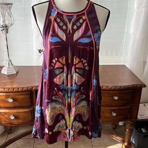 NWT Free People Dream Free high low wine colored silk tunic dress size S!